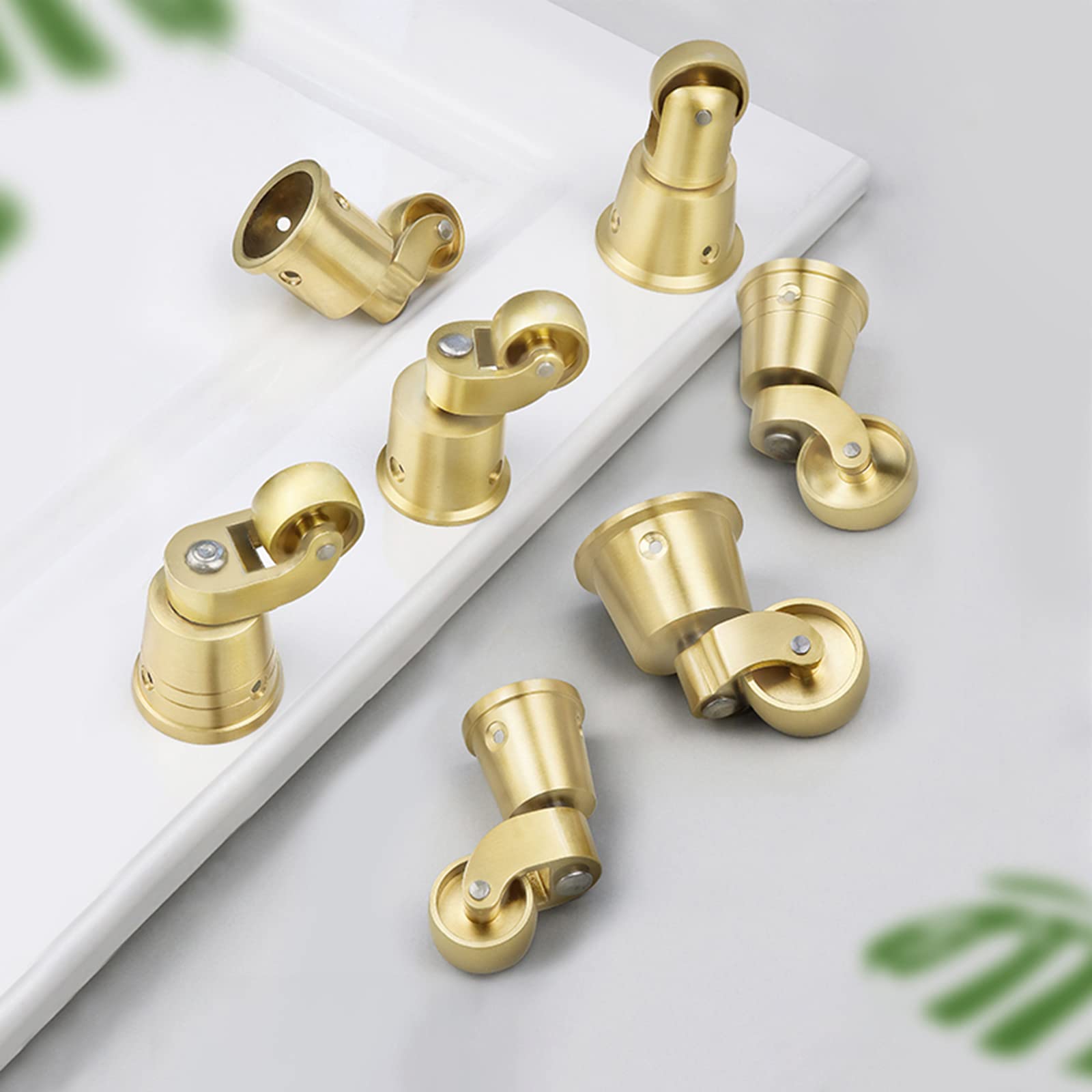 Paquete de 4 Ruedas Giratorias de Latón Macizo, Ruedas Móviles para Muebles Antiguos, Ruedas de Carro Pequeñas, Accesorio Estilo Taza, Capacidad de Carga 330 lbs/150 kg, con Tornillos, Dorad
