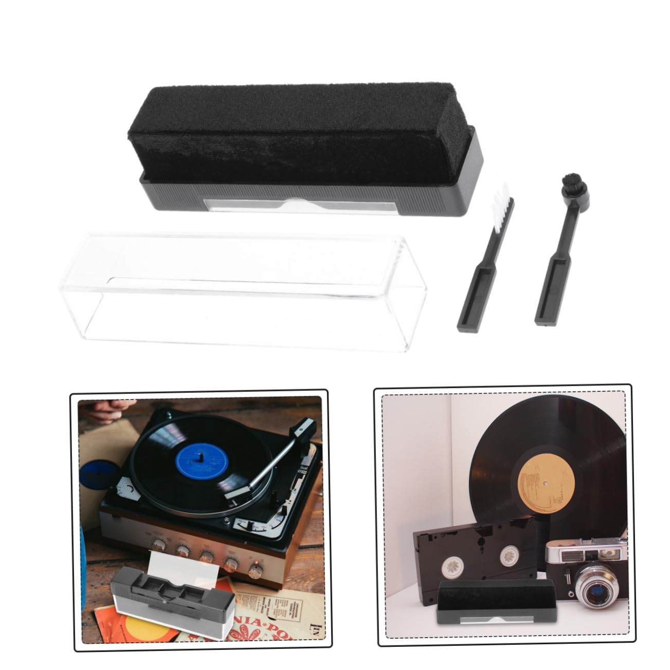 Gadpiparty 5 Set Di Spazzole Per La Pulizia Dei in Vinile 3 in 1 - Spazzola in Fibra Statica Per in Vinile Rimozione Della Per La Manutenzione Del Giradischi