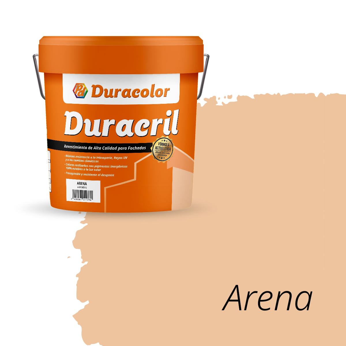 Pintura Duracril Liso - Color Arena - 12 Litros - Resistente a la Intemperie y a la Radiación Ultravioleta - Pintura Transpirable - Pigmentos Inorgánicos - Especial Para Fachadas - Duracolor