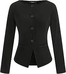 Blazer feminino de manga comprida com botões, negócios, casual, para escritório