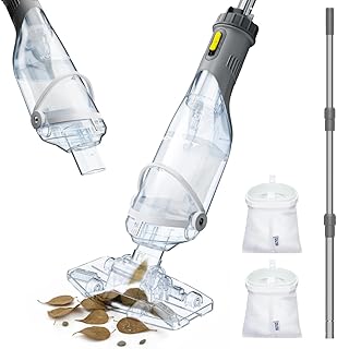 InoKraft Cordless Pool Vacuum Cleaner, Rechargeable, Handheld Pool Vacuum for Above Ground and Inground Pools, Transparent Head, 59” Extendable Pole, for Leaves, Debris, Shallow Steps, Gray
