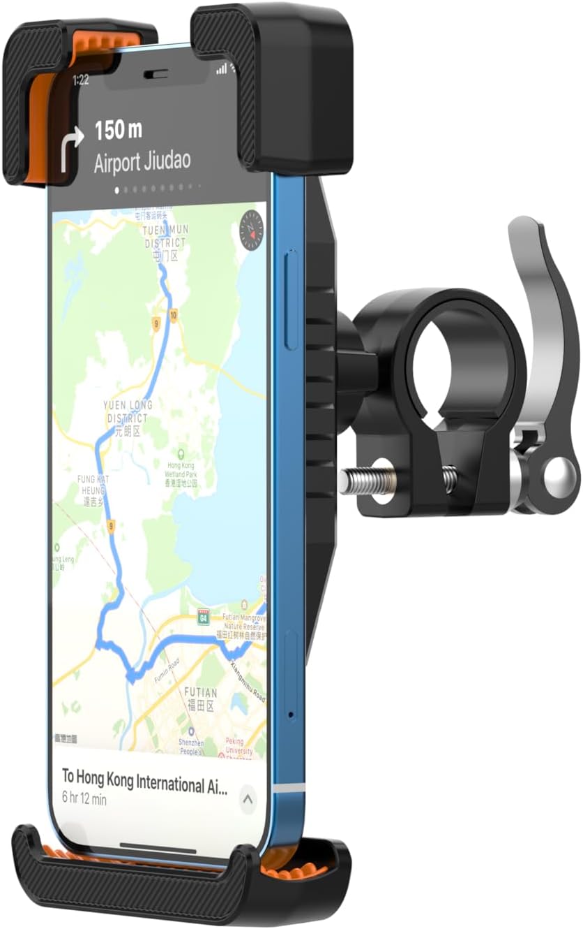Bike, Scooter, Motorcycle Heavy Duty Cellphone Holder for Handlebar Anti Shake Protection HC1514 Fits All Phones