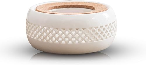 Calentador de tetera de cerámica, calentador de luz de té, blanco, diseño para tetera de vidrio, base de calentador de tetera (5.3 x 2.4 pulgadas)