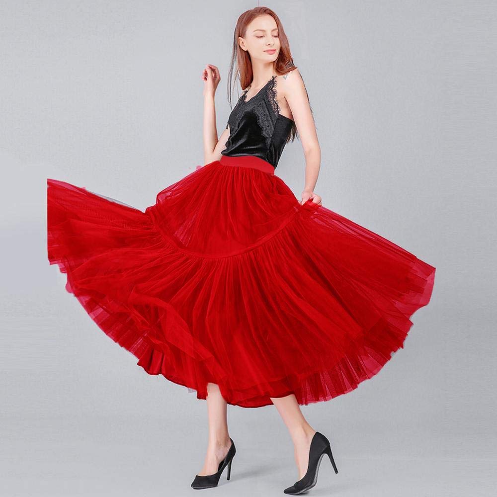 HUFFA 90 Cm Runway Luxus Weicher Tüllrock Handgefertigter Maxi Langer Faltenrock Damen Vintage Petticoat