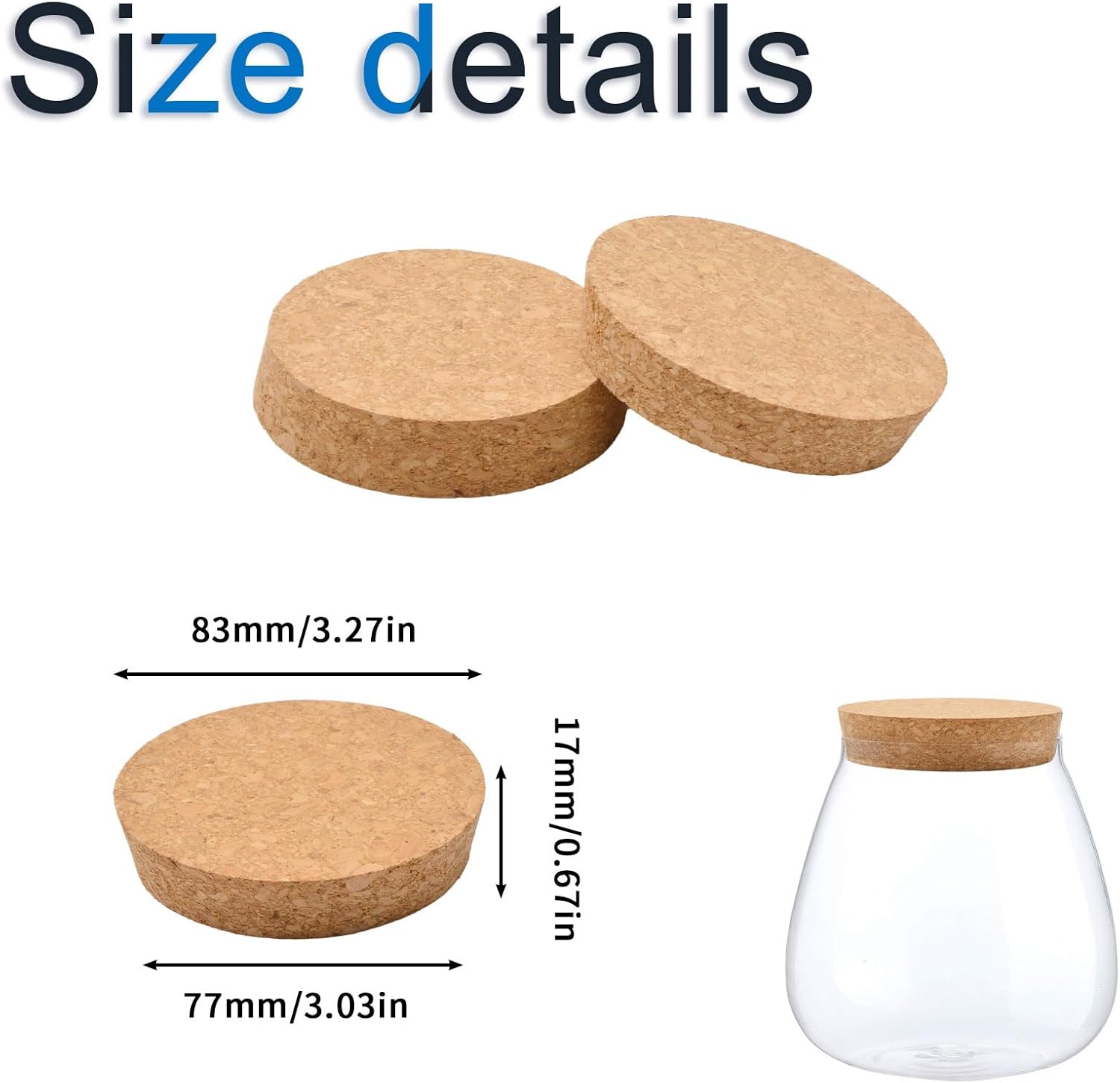 INCREWAY Tapered Cork Stoppers, 6PCS Conical Wooden Wine Bottle Stopper Cork Plugs Replacement Corks for Wine Bottle Glass Bottle Jars, 83 * 77 * 17mm