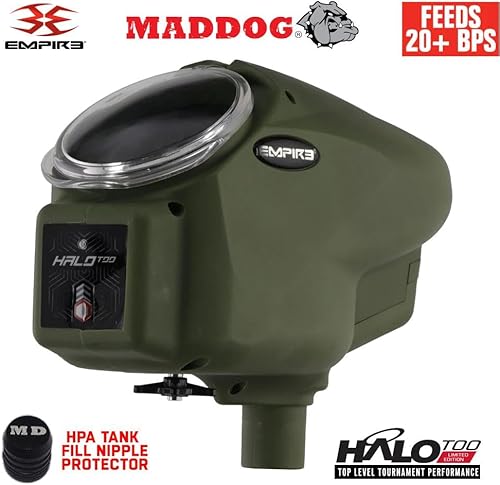 Miniatura 21 de Maddog Empire Halo Too - Cargador electrónico de paintball con alimentación épica de velocidad HK Army y tanque de paintball HPA paquete de Negro