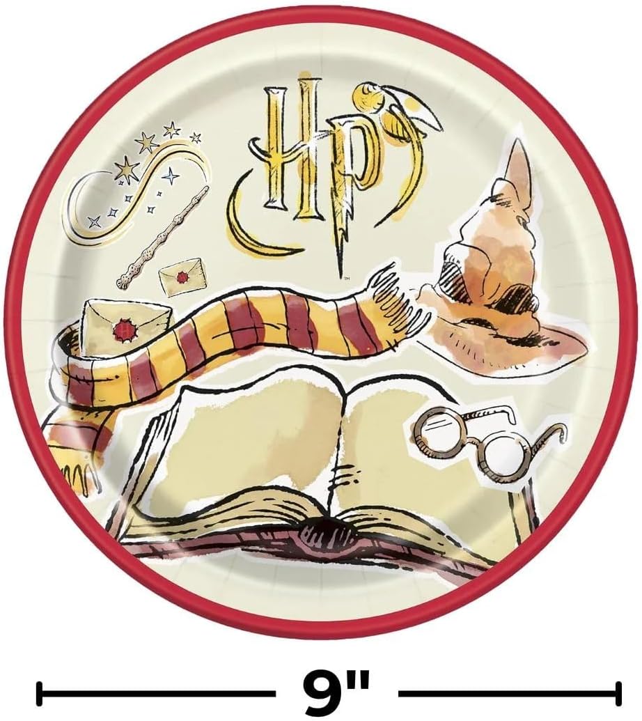Harry Potter Round Dinner Plates - 9" | Magical Multicolor Design, Perfect Party Supplies For Birthday Celebrations & Themed Events - Pack Of 8