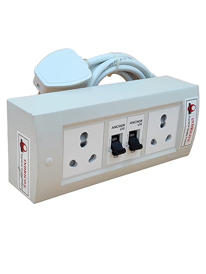 INDRICO Electric Extension Board with 15A/16A/20A Sockets and 16A/20A/25A MCB Heavy Duty 2.5mm Long Wire (Rating 3000W) PVC White (10 Meter)