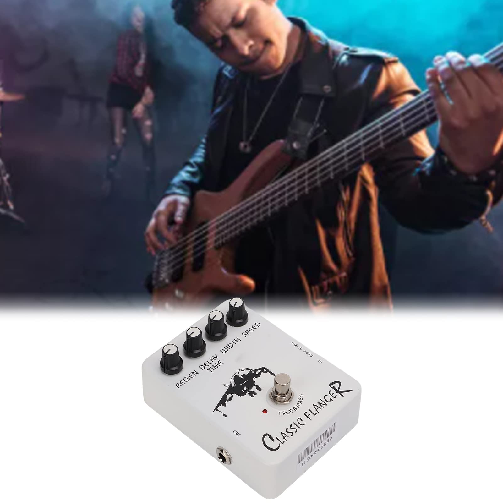 Generic Metaliczny pedał Efektów Gitarowych Flanger do Szybkiego, Drżącego Vibrato Electric True Bypass JF-07, Doskonałe Brzmienie, do Akcesoriów Gitarowych