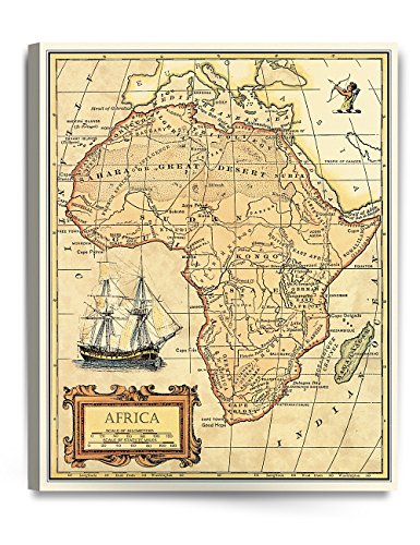 Image of DECORARTS - Large Vintage Africa Map Canvas Wall Art, Antique Historical African Map for Wall Decor, Hand-Stretched Giclee Print, Statement Piece, Handcrafted in USA, 24x30''