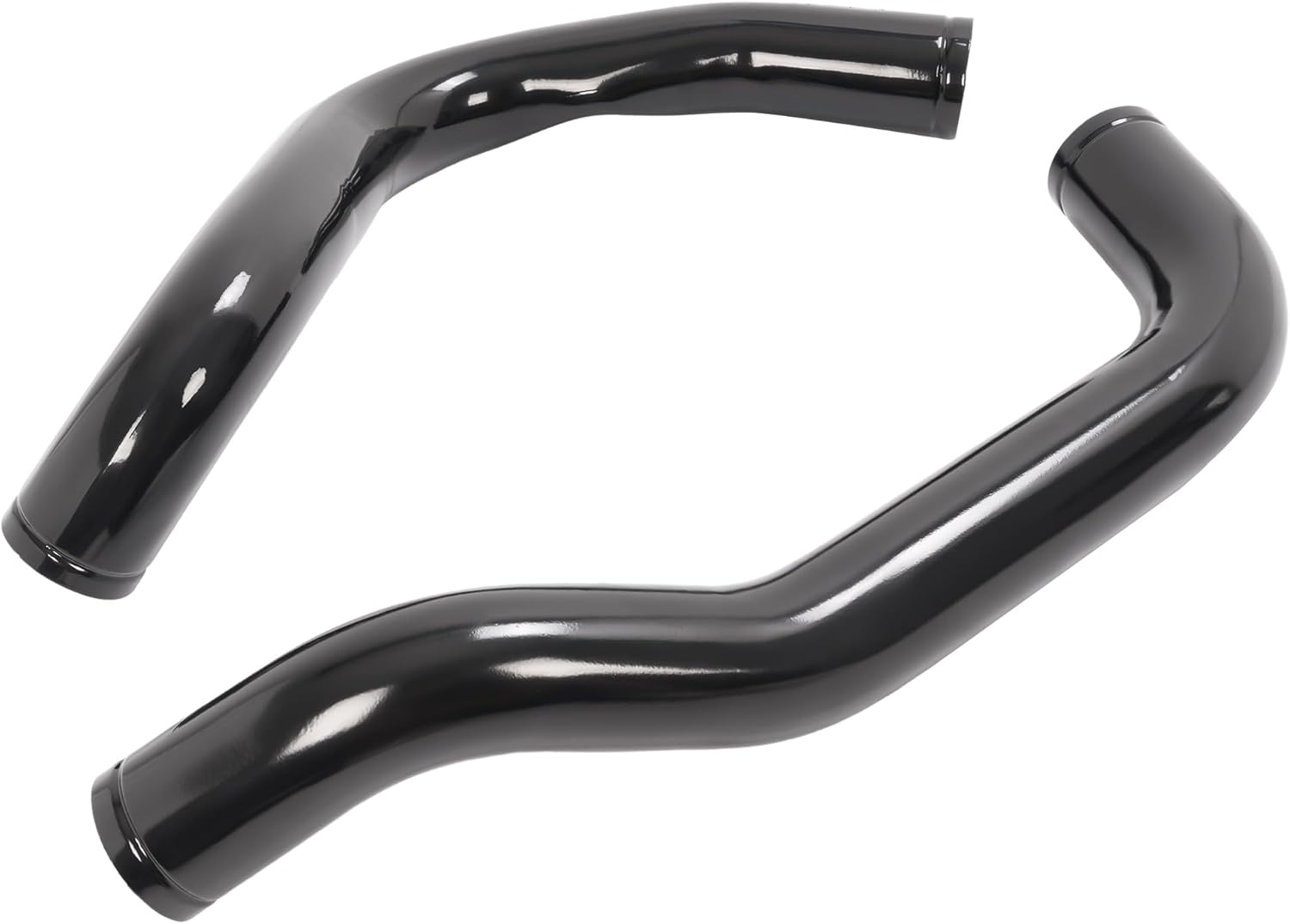ALMULOO Intercooler Pipe & Boot Kit Compatible With 1999.5-2003 Ford 7.3L Powerstroke Diesel Turbo Boost Tubes 409 201 Stainless Steel Rubber Black Powder Coated