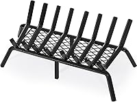 Vista 12 de G GOOD GAIN Rejilla de chimenea con retenedor de brasa, acero resistente de 20 pulgadas para interiores, soporte para estufa de leña, soporte