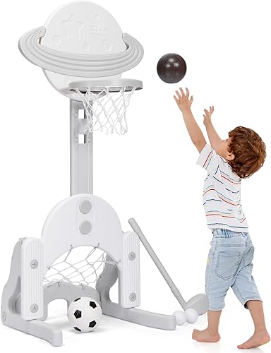 Miniatura 10 de HONEY JOY Kids Basketball Hoop, Outdoor Indoor Mini Basketball Goal Toy Stand, Adjustable Height, Play Game Preschool Birthday Gift, Toddler