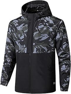 Rain Jacket Men's Lightweight Softshell Jacket Waterproof Breathable Jacket Wind Jacket Men's Lightweight 5XL Outdoor Jackets for Men 3 in 1 Men's Softshell Jacket Tactical Jacket Water-Repellent