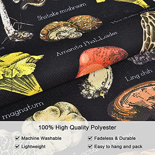 Boniboni Mushroom Tapestry Black Background Tapestry Vertical Tapestry Illustrative Reference Chart Tapestry Wall Hanging For Room(12.8 X 51.2 Inches) #TOP4