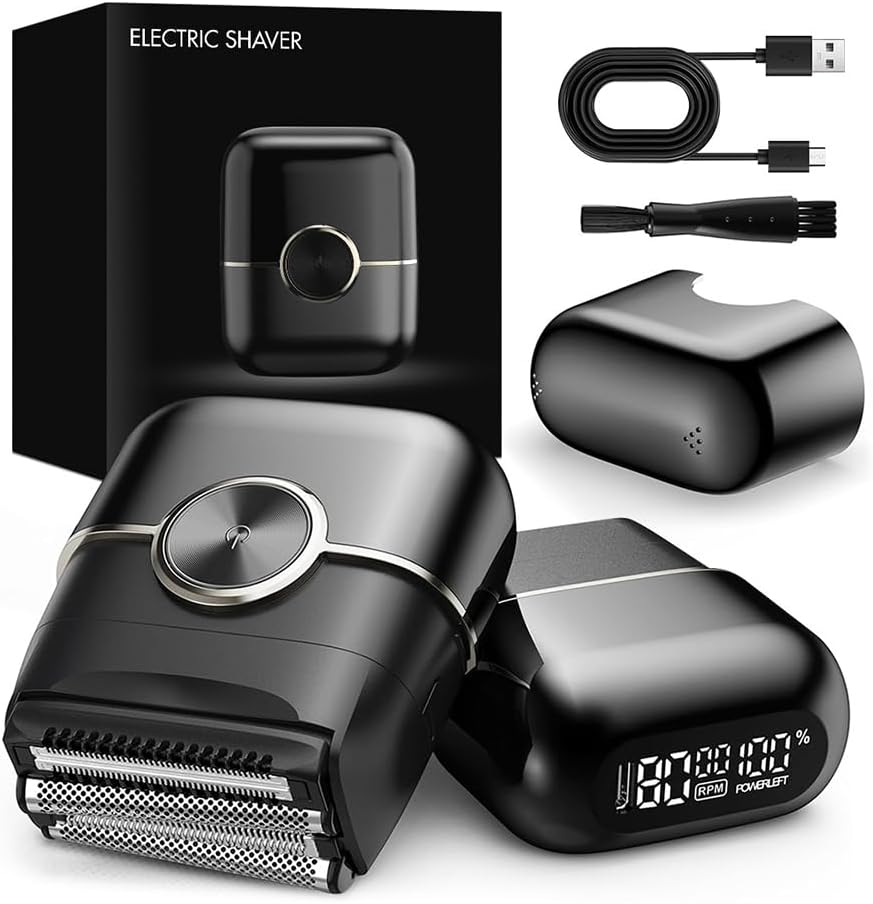 Electric Foil Shavers for Men，Smooth & Close Electric Razor for Men with Pop Up Trimmer，Wet Dry Shaving-Travel Lock-LED Digital Display-IPX65 Waterproof (Black)