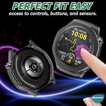 Microsonic Huawei Watch GT 6 Pro 46mm Kılıf Ekranı Tam Kaplayan 360 Full Round Soft Silicone Siyah [Watch GT 6 Pro 46mm ile Uyumlu Kılıf - Siyah]