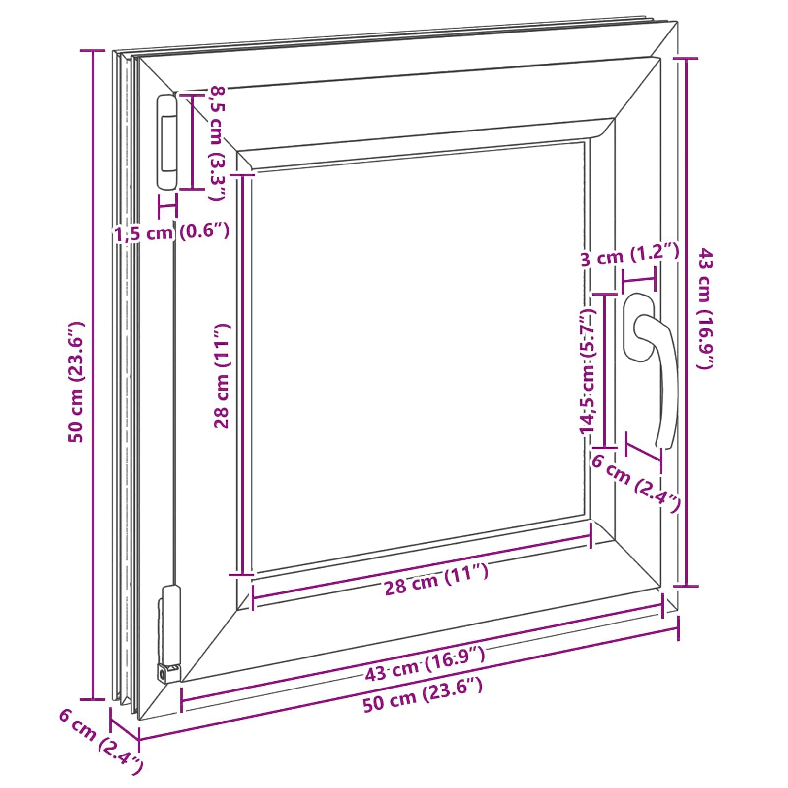 vidaXL Finestra per Soffitta RISOR 50 x 50 cm PVC e Vetro Antracite, Solaio, Isolamento Termico Moderno, Finestre Energy Efficient, Fissaggi in Vetro PVC Silenziati