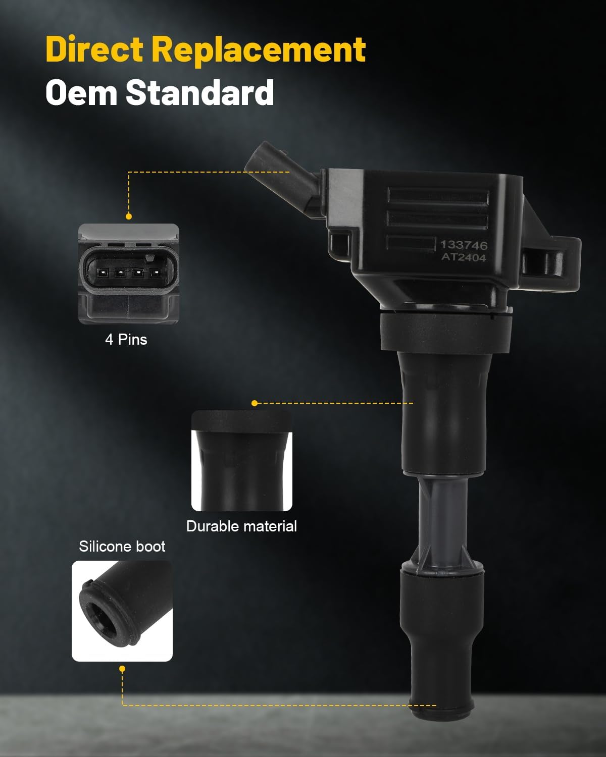 OCPTY 4-Pins Ignition Coils and Spark Plugs 2020-2024 for Hyundai Palisade 3.8L/V6,2020-2023 for Kia Telluride 3.8L/V6#UF844 6 Ignition Coils with 6 Iridium Spark Plugs