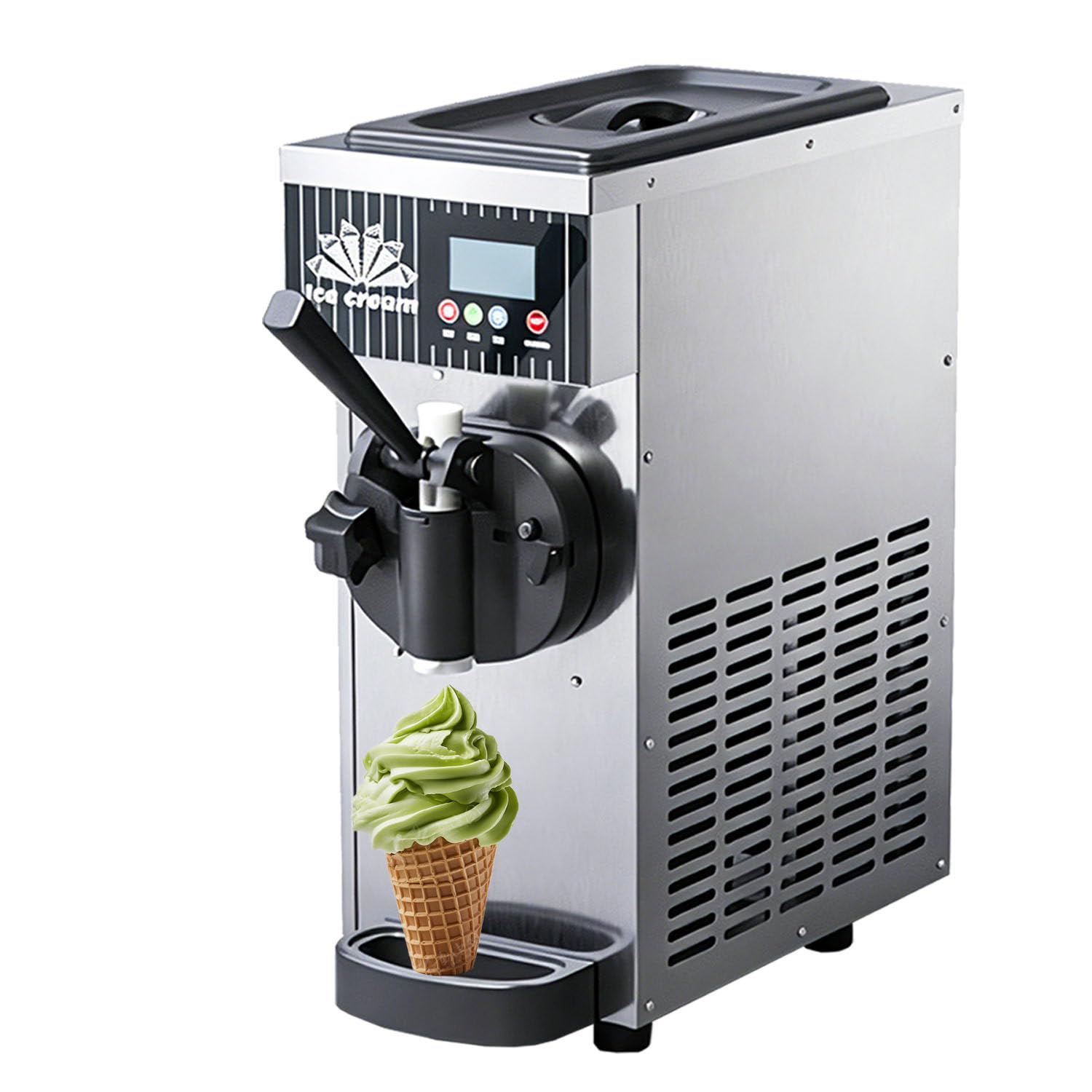 DowPie Easy Clean Ice Cream Machine, 28L/H Soft Serve Ice Cream Maker, Countertop Dessert Machine with fully Removable Washable Components for Daily Maintenance