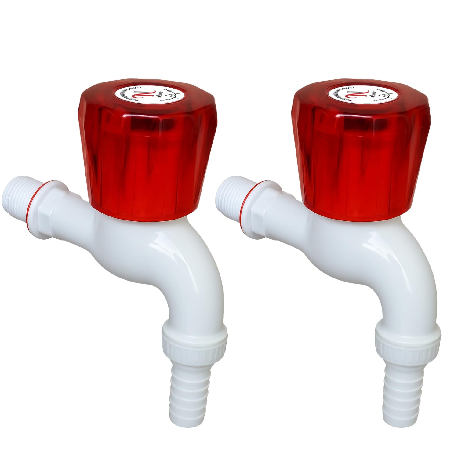 Nilsons Nozzle Bib Cock Tap for Washing Machine, Garden Pipe, RO & Bathroom |Plastic Water Tap with Hose Connector | 2PCS Combo | Red Control Handle | Wall Mounted-image-33