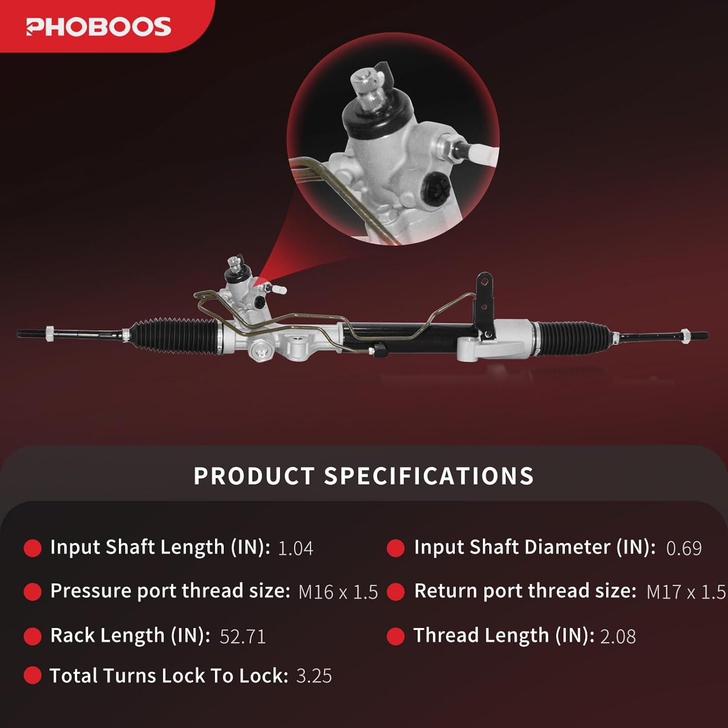 PHOBOOS Hydraulic Power Steering Rack and Pinion Assembly Compatible with Infiniti JX35 2013, QX60 2014-2020 & Nissan Pathfinder 2013-2020, 2.5L 3.5L, New Unit, Direct Fit, Ref. 2630031