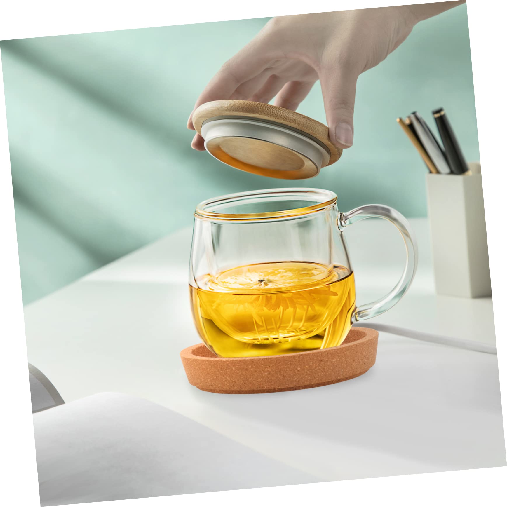 Amosfun Bouchon Plat Liege 15 Pièces Dessous De Tasse Home Decor sous-Verres Sets De Table en Liège Dessous De Verre Simples Dessous De Verre Rond Boisson en Bois Tapis De