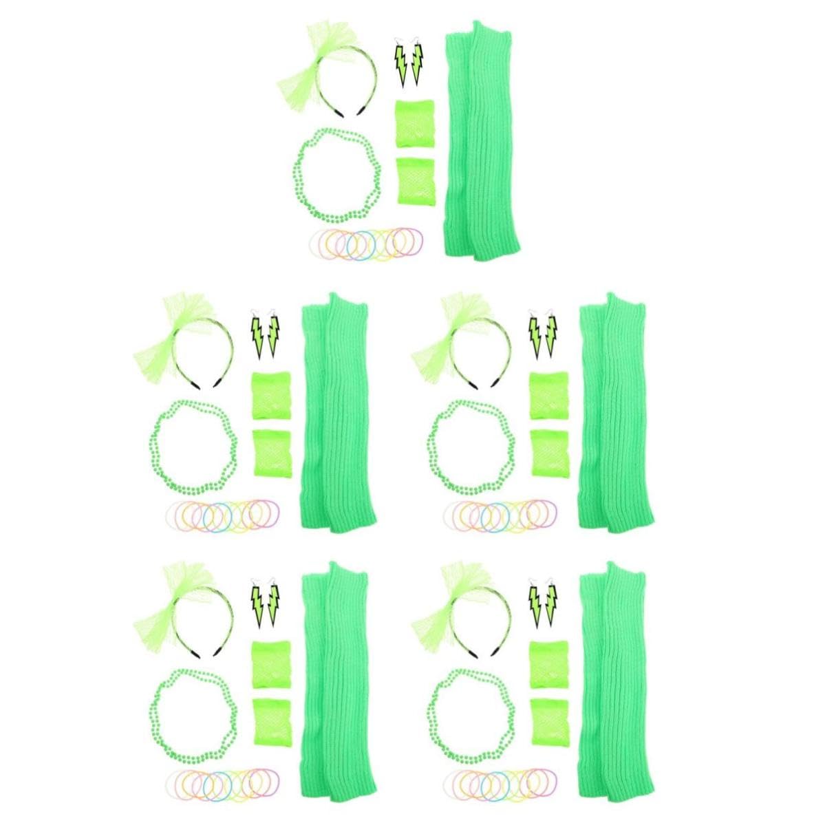 Healeved 5 Ensembles Ensemble de Costumes des Années 80 Vert Néon pour