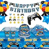 Photo Gallery 131 pezzi forniture per decorazioni compleanno videogiochi, festa tema gamer stoviglie per feste di compleanno, addobbi gaming bambino include piatti tovaglia tazze per 20 persone Photo Gallery 131 pezzi forniture per decorazioni compleanno videogiochi, festa tema gamer stoviglie per feste di compleanno, addobbi gaming bambino include piatti tovaglia tazze per 20 persone