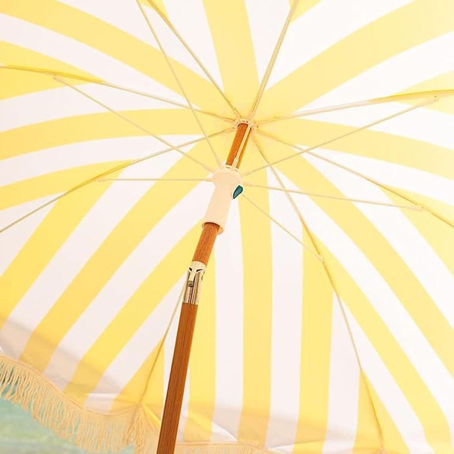 2m Parasol Z żółtego Włókna Z Frędzlami, Parasol Plażowy, Parasol Kempingowy Na Patio, Gelb