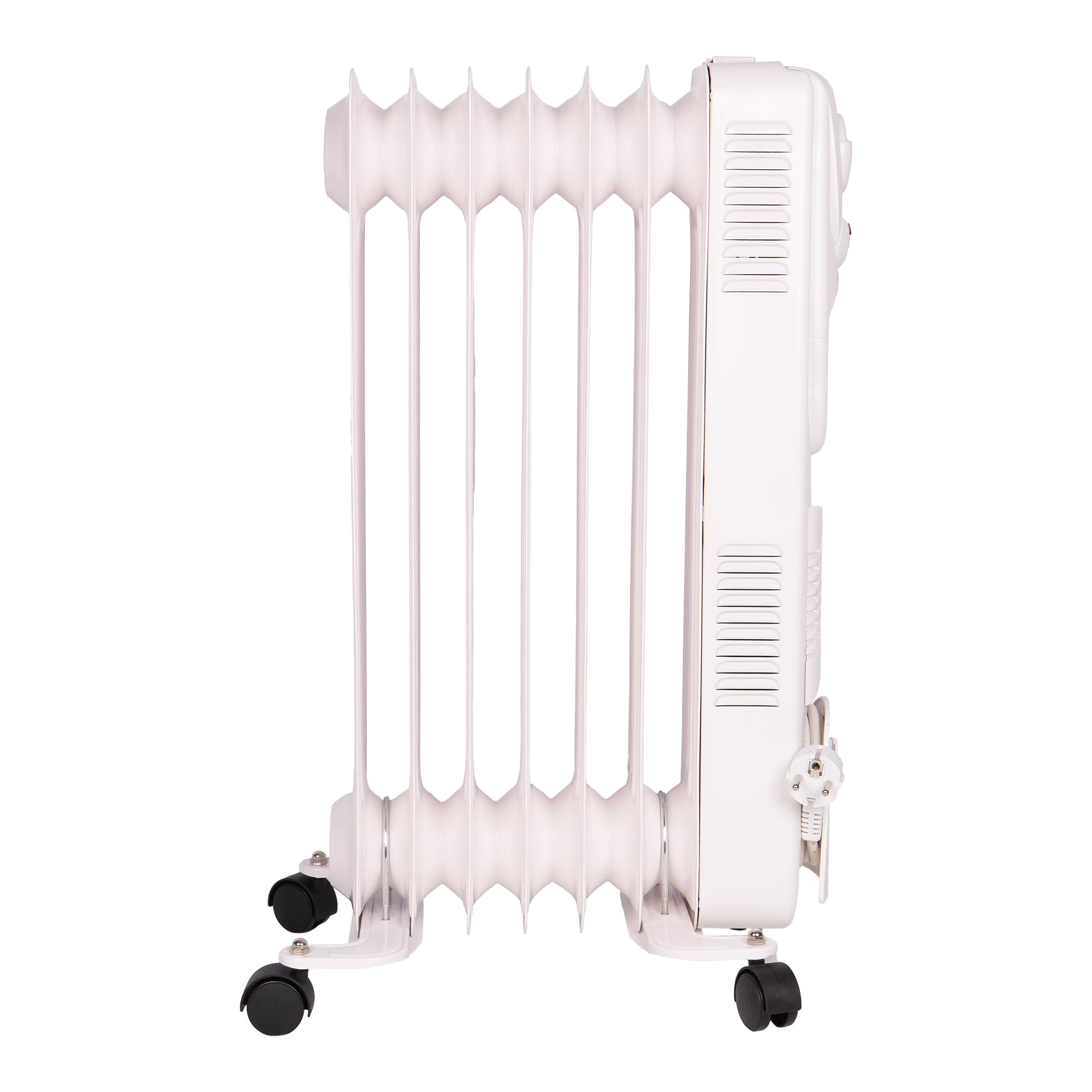 Cofan Radiador de aceite de 1500 W | 7 elementos | 3 niveles de potencia | Con termostato y ventilador | Protección antivuelco | 37 x 24 x 65 cm