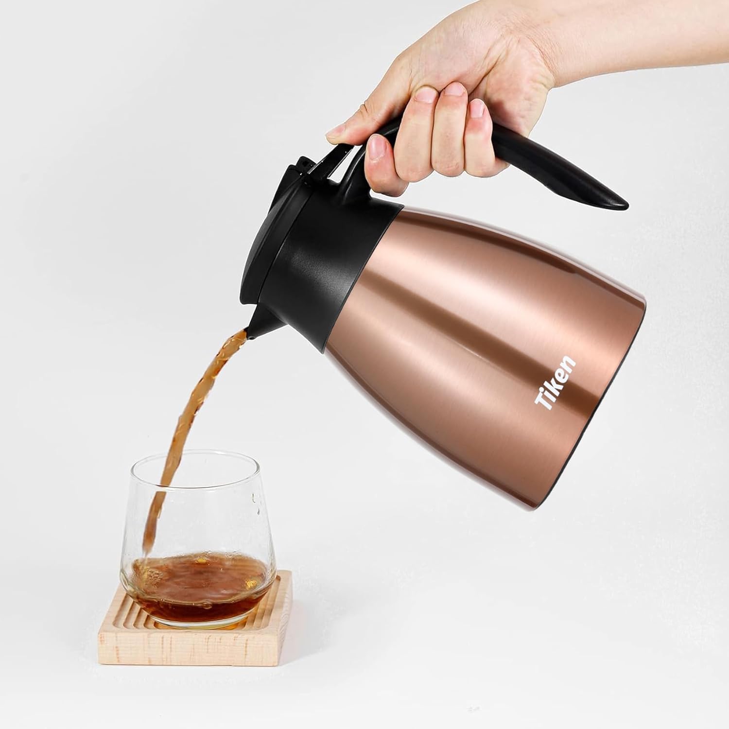Tiken 34 Oz Thermal Coffee Carafe, Stainless Steel Insulated Vacuum Coffee Carafes For Keeping Hot, 1 Liter Beverage Dispenser (Copper) - Image 5