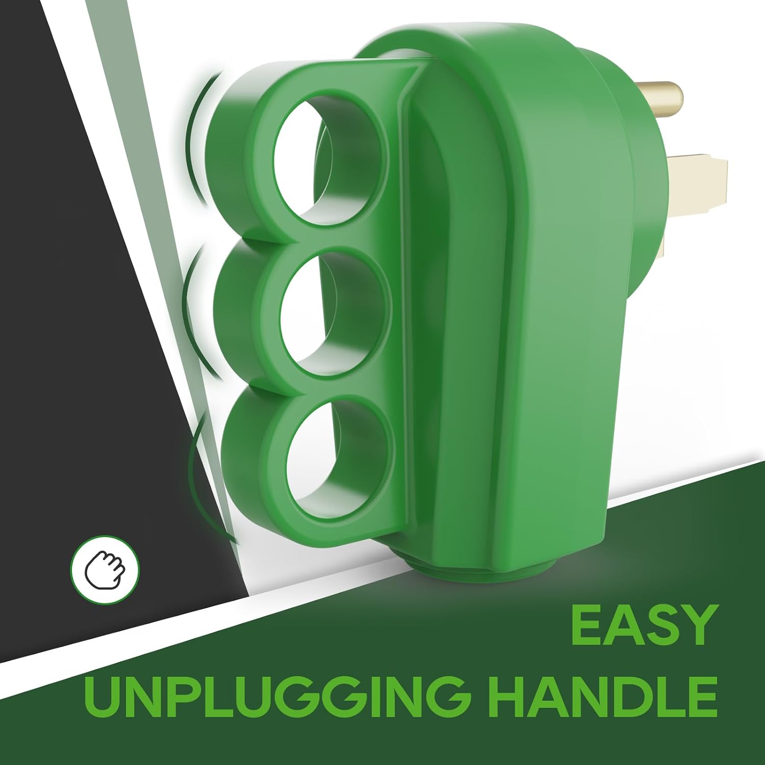 RVGUARD 50 Amp RV Male and Female Plug Kit, NEMA 14-50P & 14-50R RV Replacement Plug, 125/250V 50 Amp with Disconnect Handle, Green