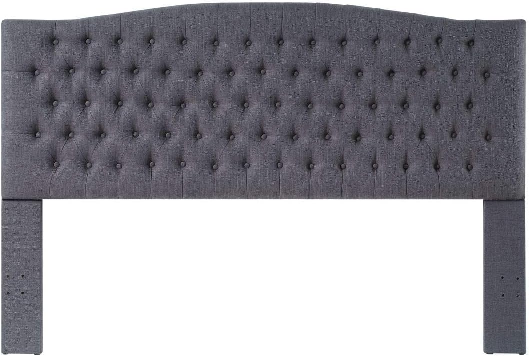 24KF Upholstered Tufted Button Linen Fabric Headboard,Comfortable Fashional Headboard King/CA King Size,Dark Gray