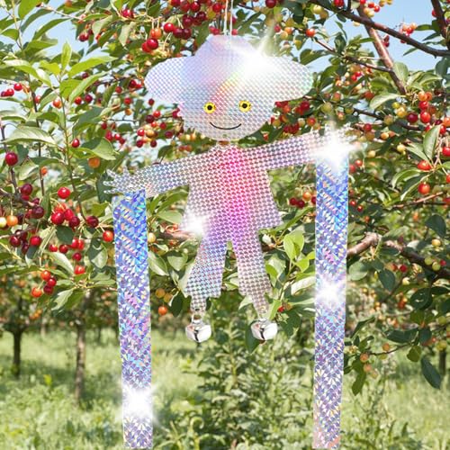 Hanging Bird Scare Reflective Devices Scarecrow Highly Reflective Bird Deterrents Double-Sided Reflectors Keep Birds Away for Garden Orchards Patio Yard (Scarecrow)
