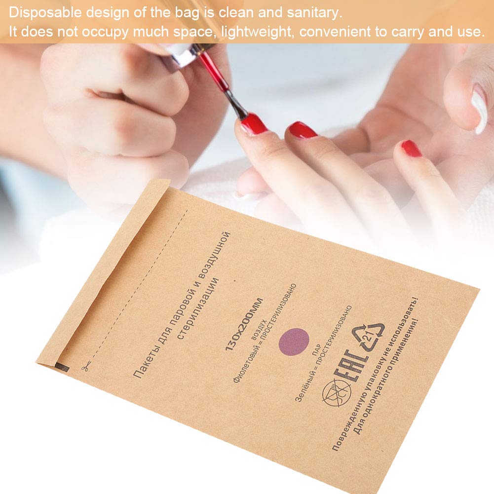 100pcs Sac de Stérilisation Jetable, Sac de Désinfection des Cosmétiques et des Outils à Ongles, Accessoire de Machine de Désinfection, Pour la Plupart des Types de Désinfection(75 * 150 mm)
