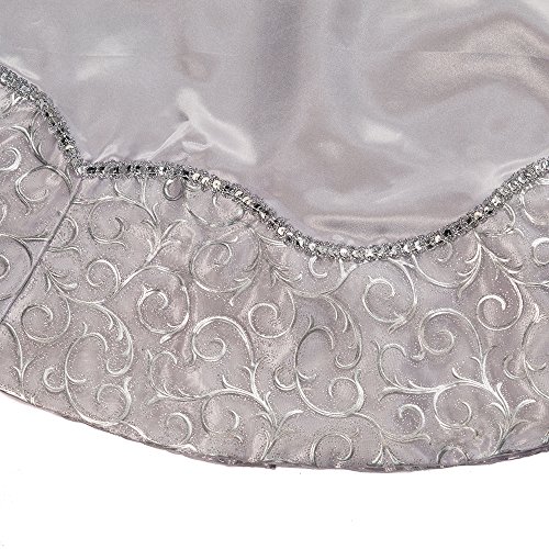 Kurt Adler 48-Inch Silver Satin With Printed Border Treeskirt #TOP2