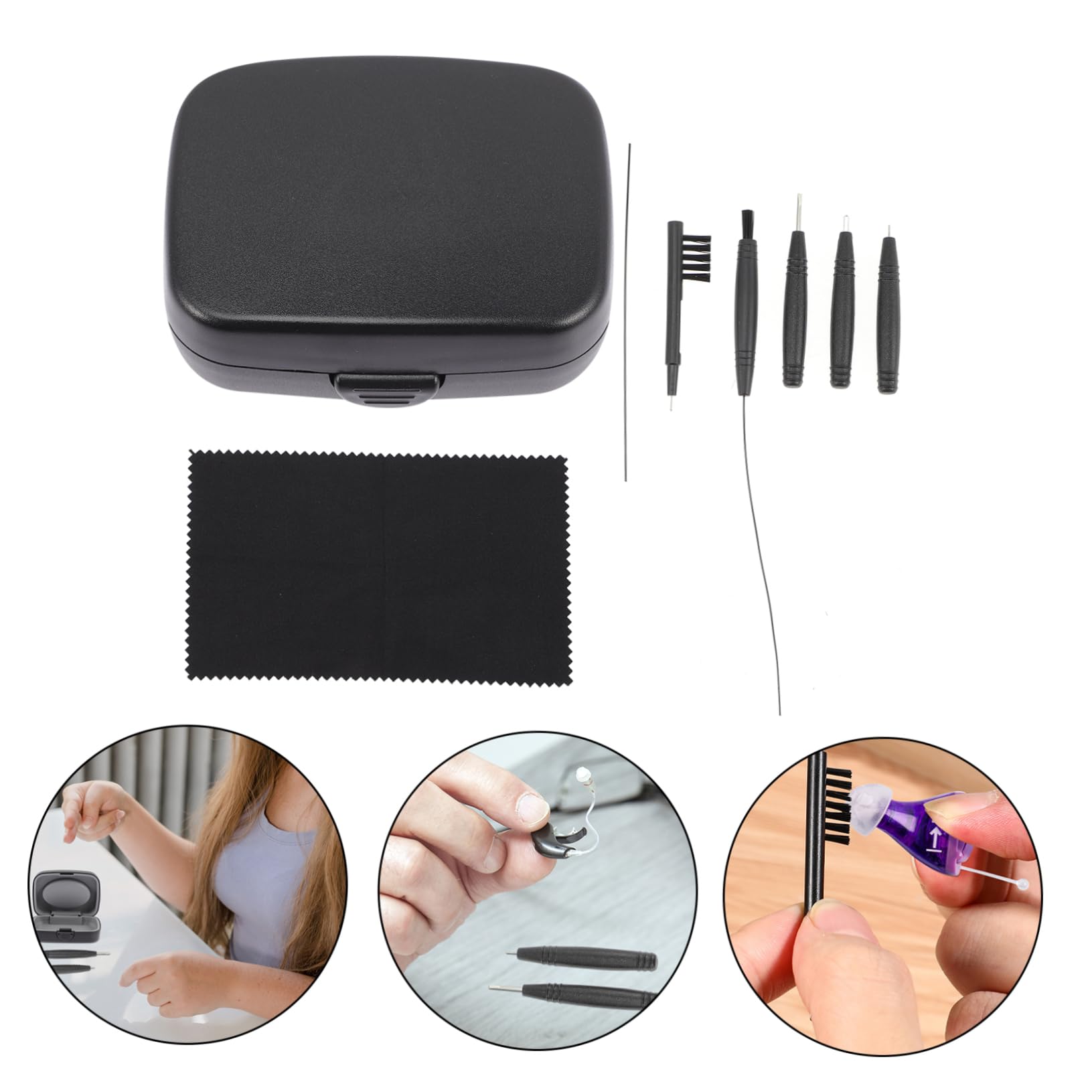 FRCOLOR 3sets Kit Per Ausili Uditivi Con Custodia Strumento Compatto Ausili Acustici e Cuffie Facile Usare e Portatile Resistente