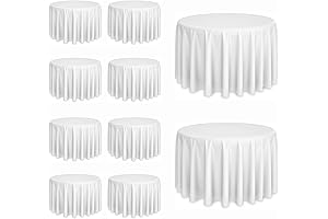 10 Pack of 120-Inch Round White Stain-Resistant Tablecloths