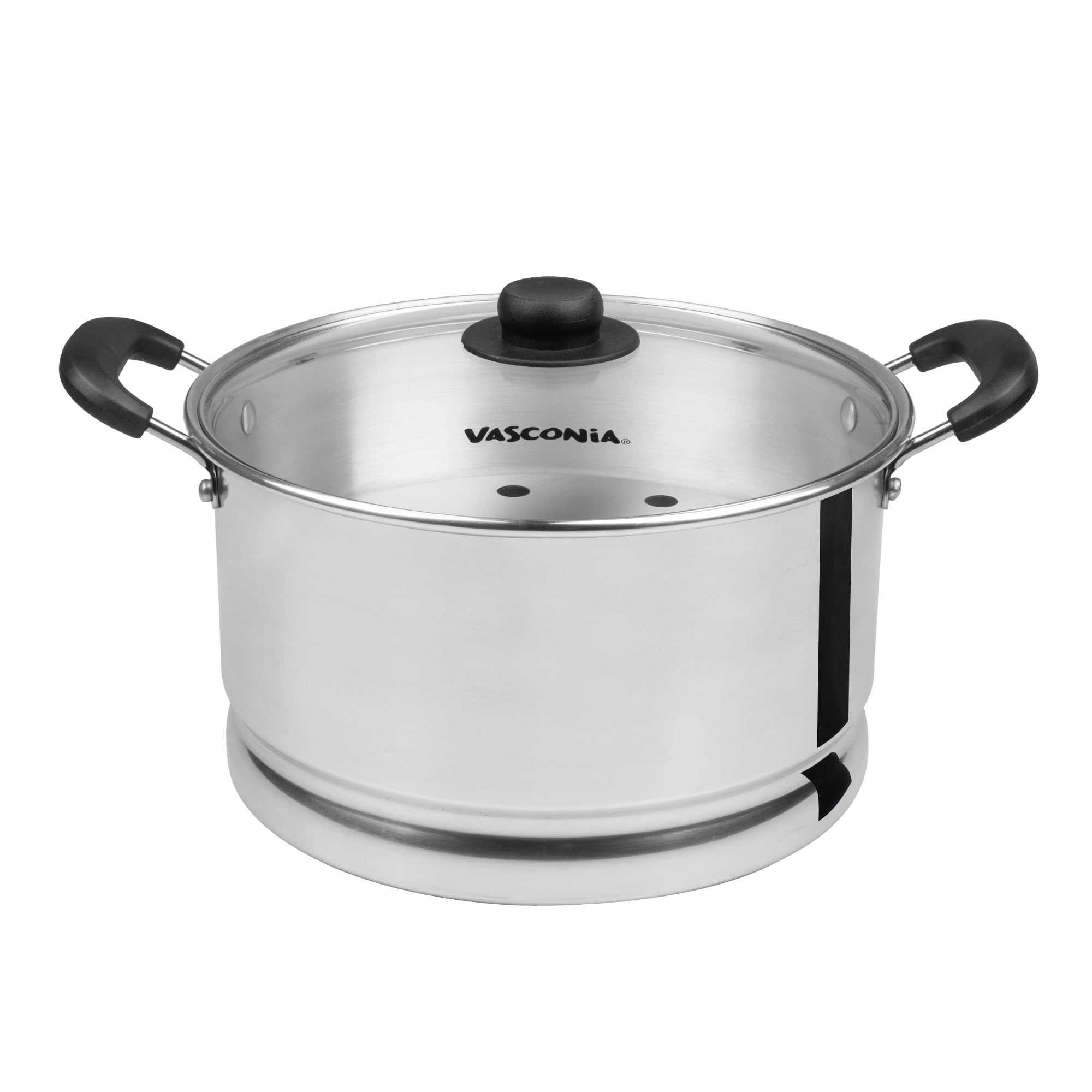 Vasconia 10-Quart Steamer Pot with Tray and Glass Lid - Aluminum Big Cooking Pot for Tamales Boiling Frying - Durable Cookware with Heavy Duty Handles - Soup Pot for Cooking Seafood Pasta Vegetables