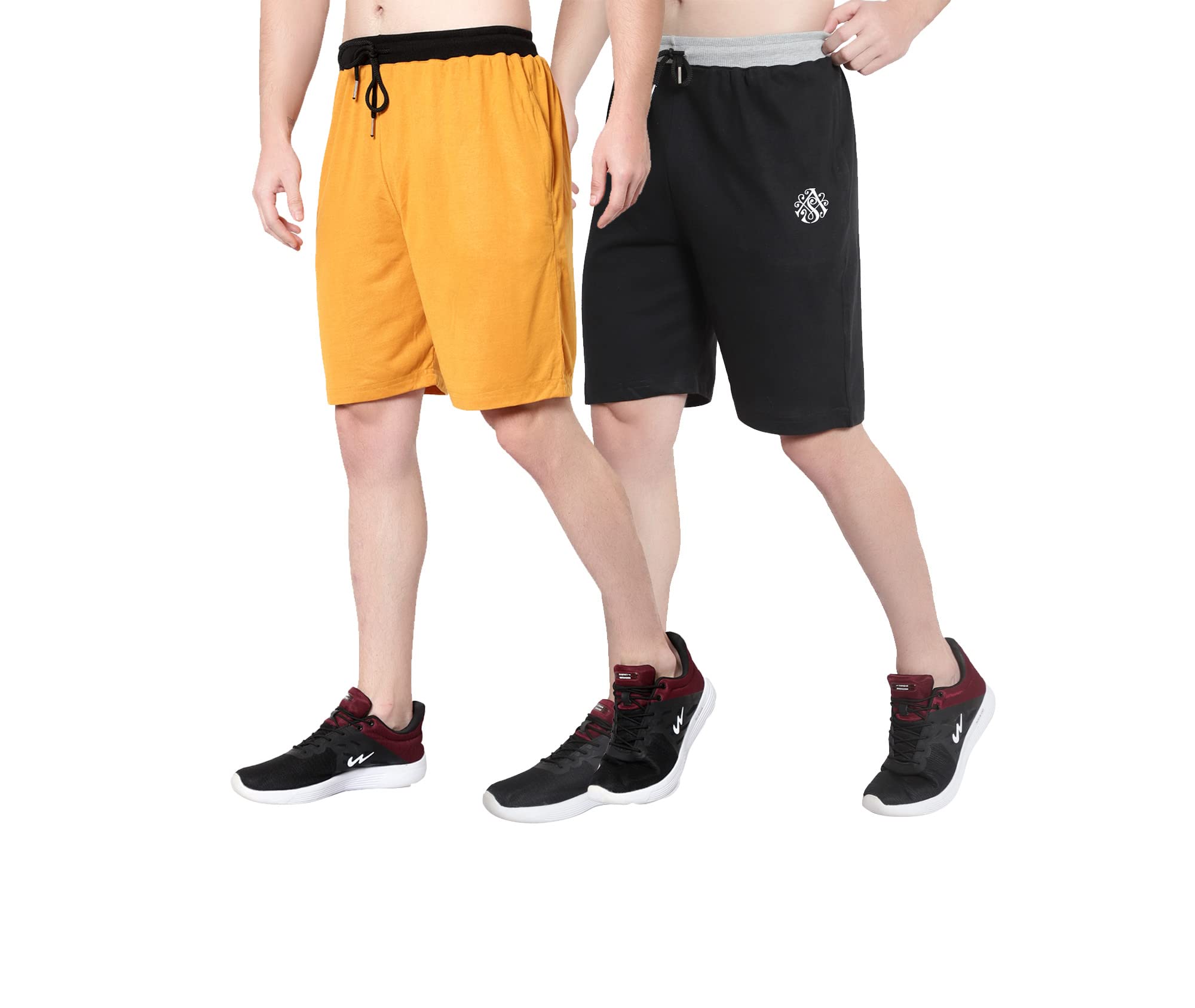 Men's Plus Sizes Cotton Shorts M to 5XL, 28 to 48 Inches Waistline Mustard, Black (Size- 5XL, 42 to 48 Inches, Pack of 2)-image-1