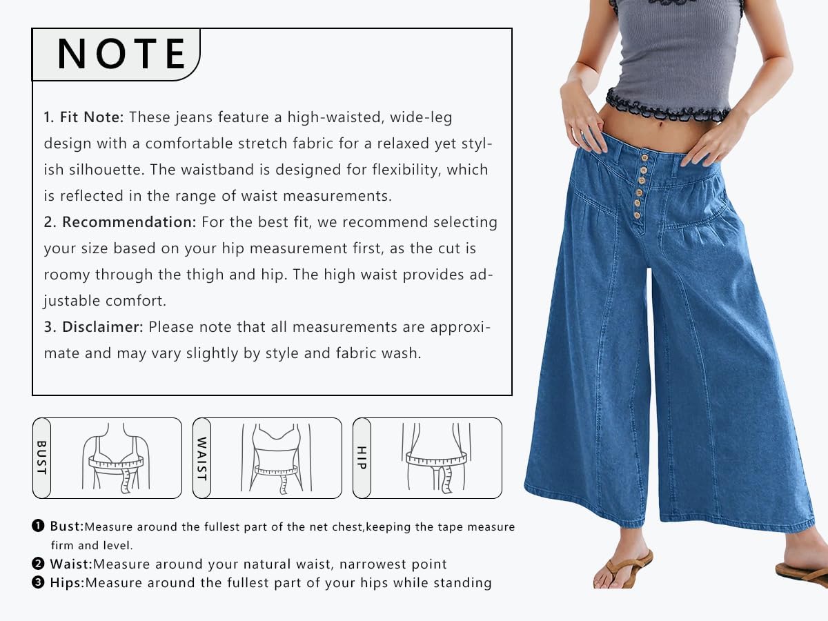 CHARTOU Women Flare Wide Leg Jeans Baggy Cropped Mid Rise Jeans Pleated Ruffle Denim Pants with Pockets - Image 6