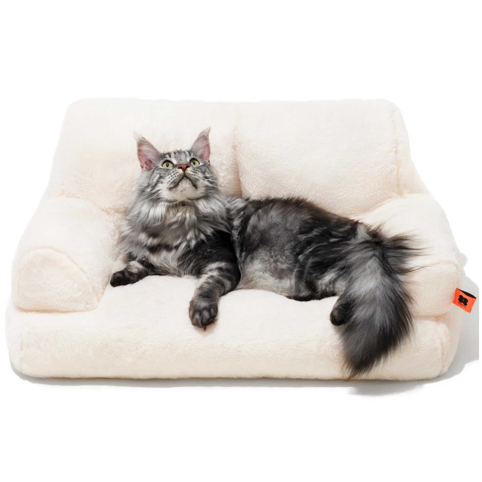 MEWOOFUN Cuccia Grande per Gatti e Cani di Medie e Piccole Dimensioni, 66 x 48 cm, Soffice e Morbida, Con Fondo Antiscivolo (Bianco)