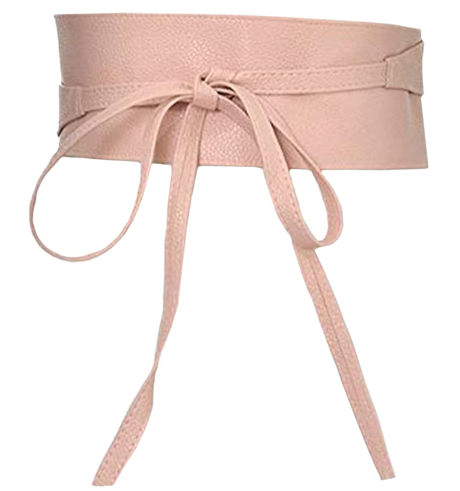 Ulalaza Women's Pink Waist Belts Soft Pu Leather Cinch Belt Self Tie Wrap Around Obi Waist Band Boho Belt Wide Waistband