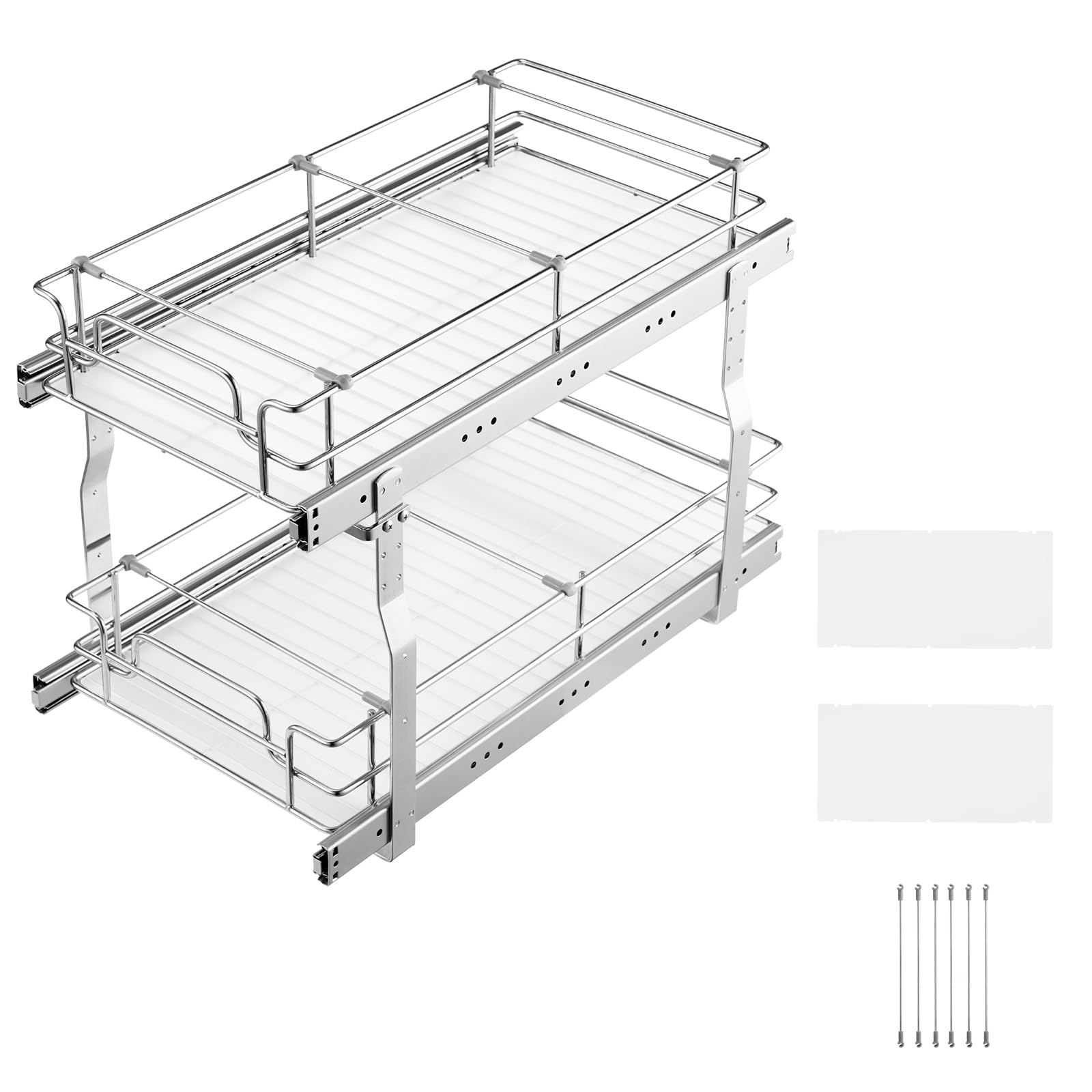 VEVOR Ausziehbarer Spülschrank-Organizer mit 2 Ebenen unter Waschbecken (304x533x385 mm) Gewürzregal Küchenregal Lagerregal Organizer für Küche Badezimmer 334x563x485 mm (Einbaumaß)