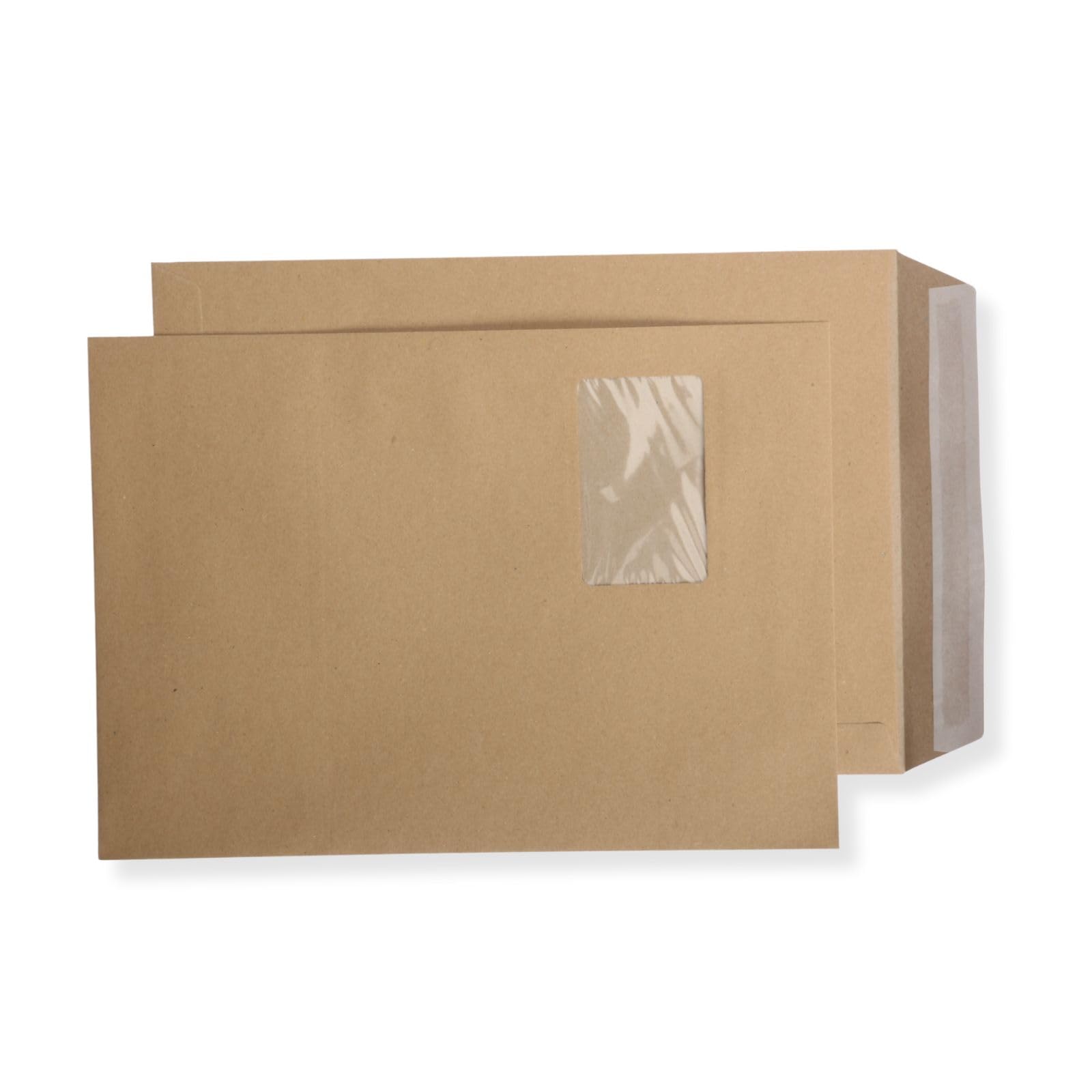 1000 St. Versandtaschen Briefumschläge C4 A4 braun haftklebend mit Fenster 229x324 mm HK
