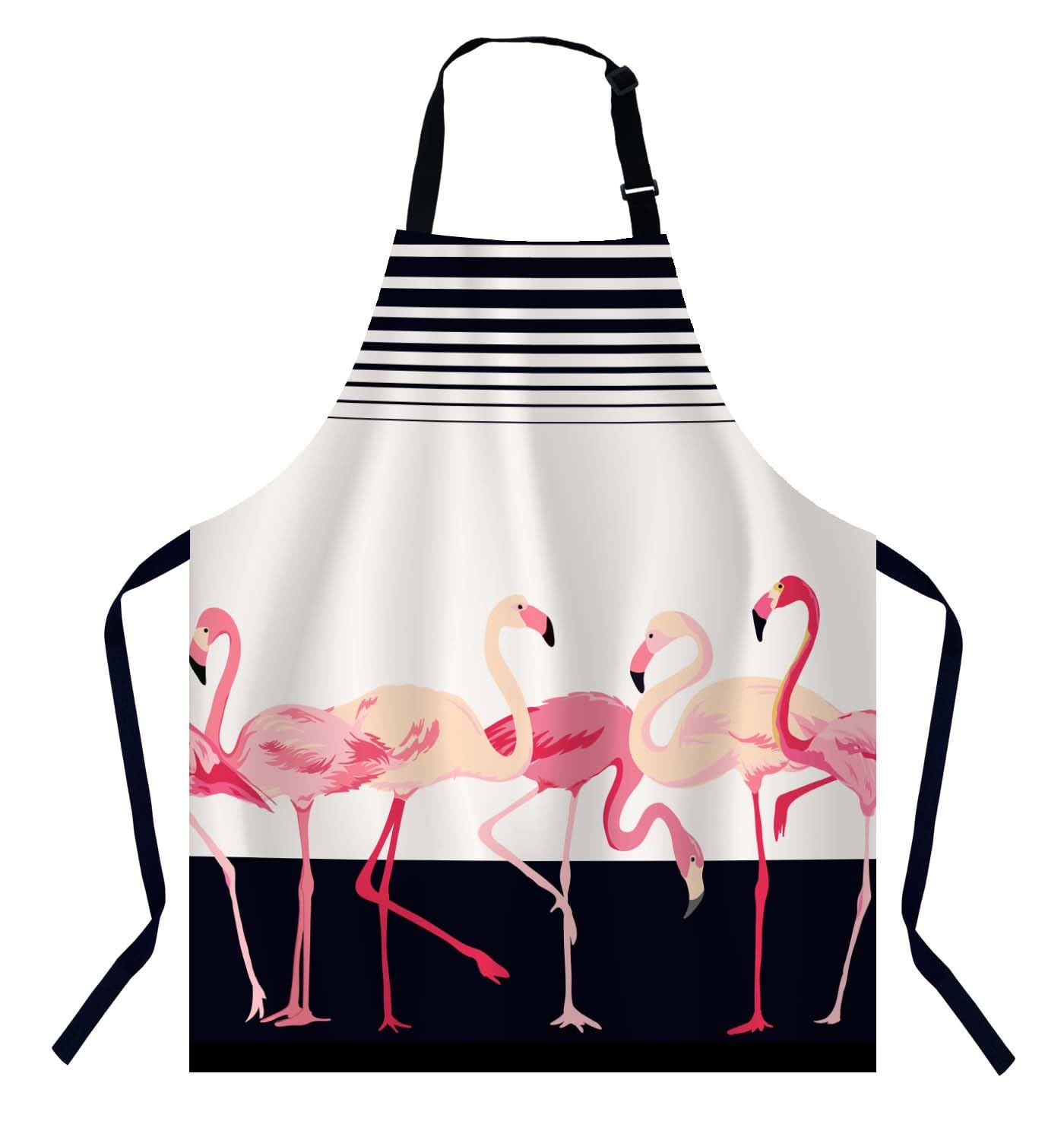 Bgbdeia Men's Flamingo Apron Adjustable Neck Bib Apron For Wo,Suitable For Kitchen Cooking Waitress Chef Apron