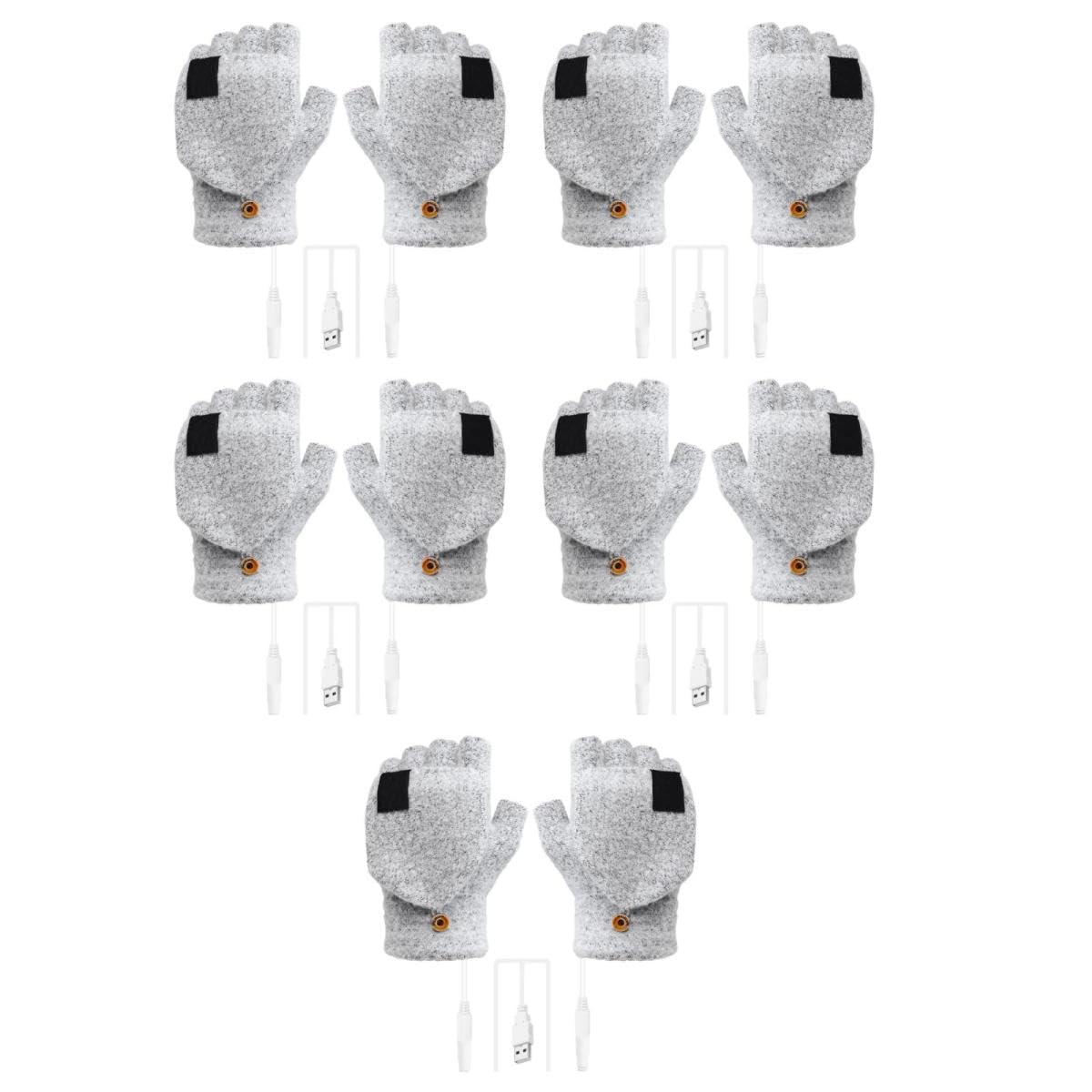 BESPORTBLE 5pares Guantes Calentadores USB Recarcables De Dedos Guantes Térmicos para Invierno Calentadores De Doble Calefacción Cómodo y De Usar para Ordenadores y Actividades