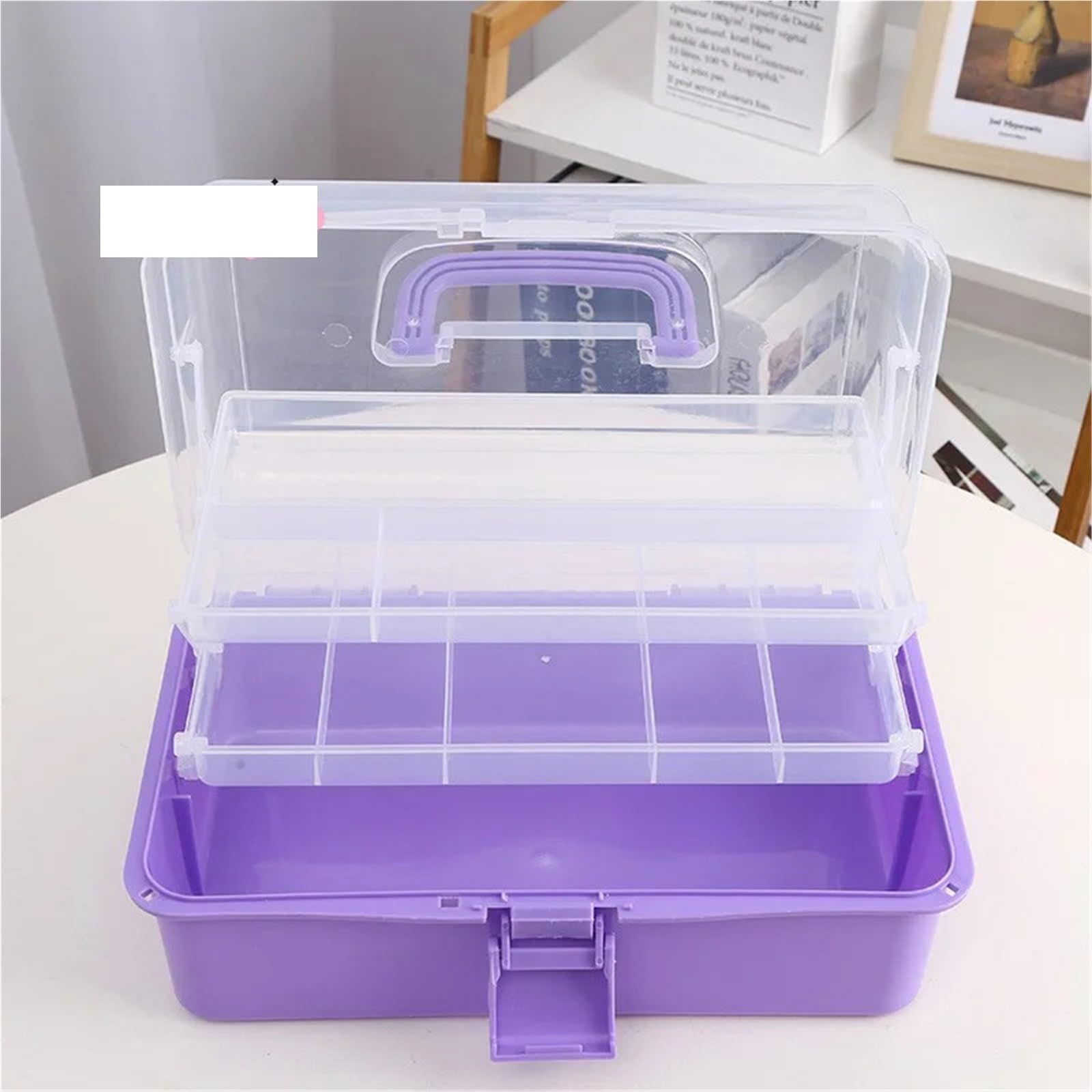 Haargummi Organizer 3 Schichten große Kapazität faltbare multifunktionale Aufbewahrungsbox tragbare Make-up Haarnadel Nail Art Schmuck Organizer(White)