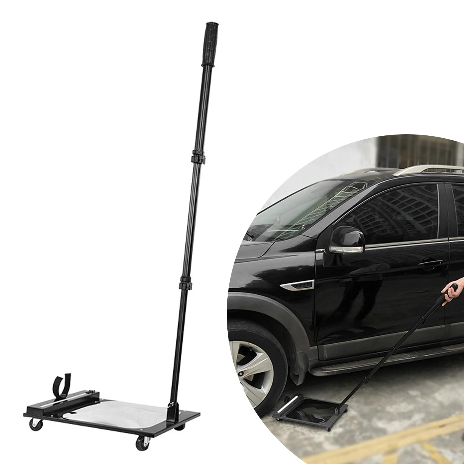 CEIEVER Under Vehicle Inspection Mirror, Telescopic Inspection Mirror with Wheels and Bright LED Light Square Security Mirror for Security Check Under Cars,Trucks,Equipments